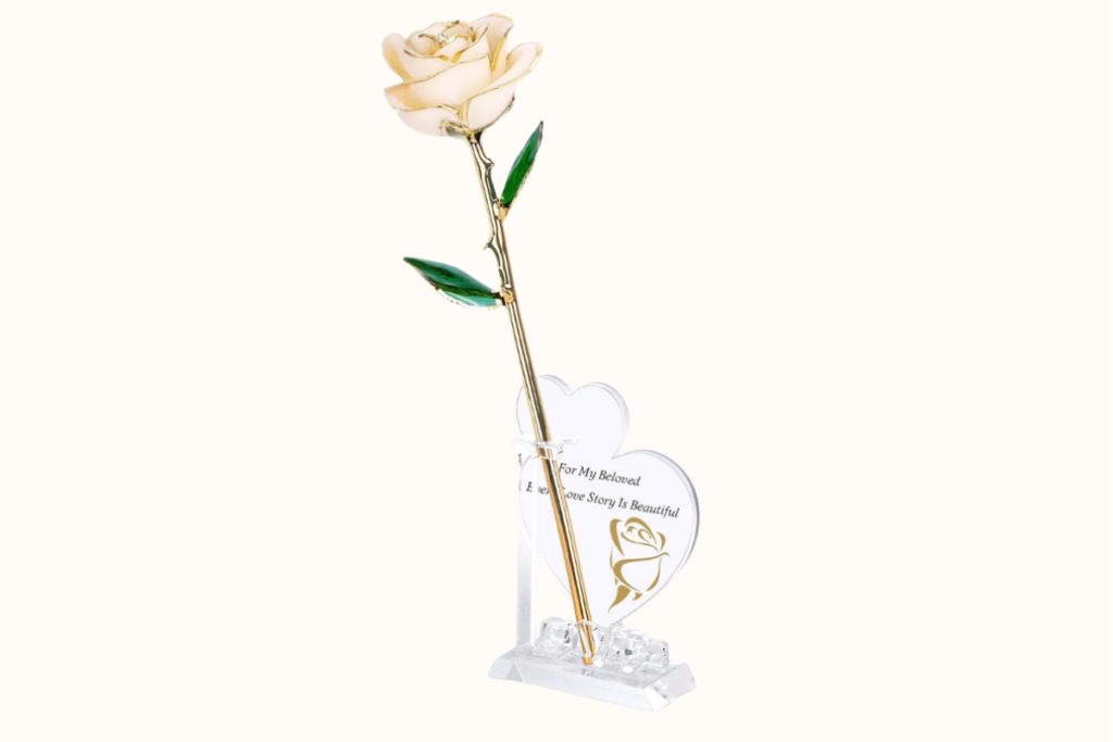 Gold Dipped Real Rose - 14 year anniversary gift traditional and modern