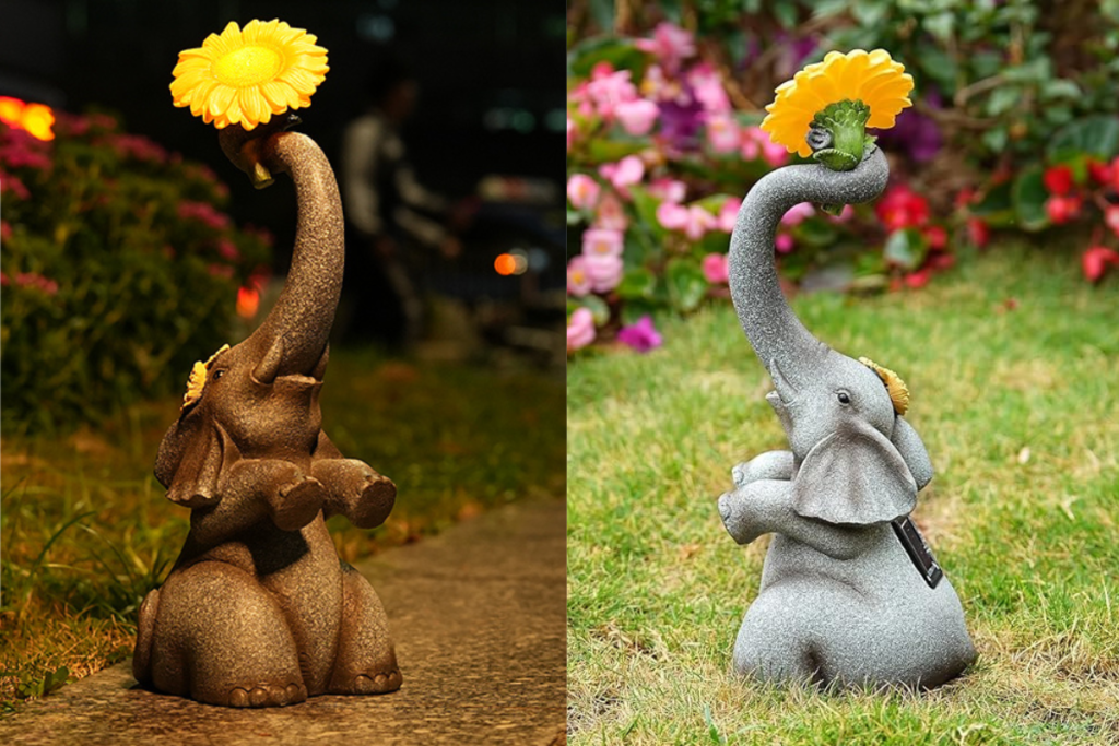 Elephant Sunflower Garden Decor - 14 Year Anniversary Gift for Wife