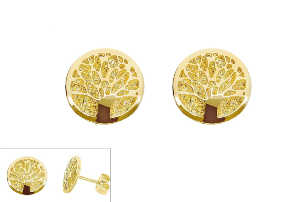 Tree of Life Gold Studs - 14 year anniversary gift for wife traditional