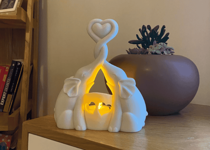 Elephant Love Candle Holder - 14 Year Anniversary Gift for wife