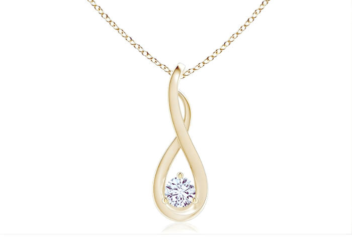 Infinity Twist Gold Diamond Pendant -14 Year Anniversary Gift for Wife