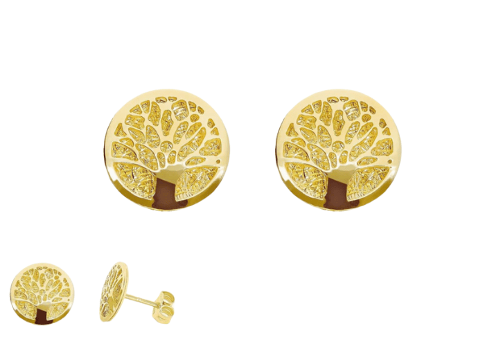 Tree of Life Gold Studs - 14 year anniversary gift  for wife