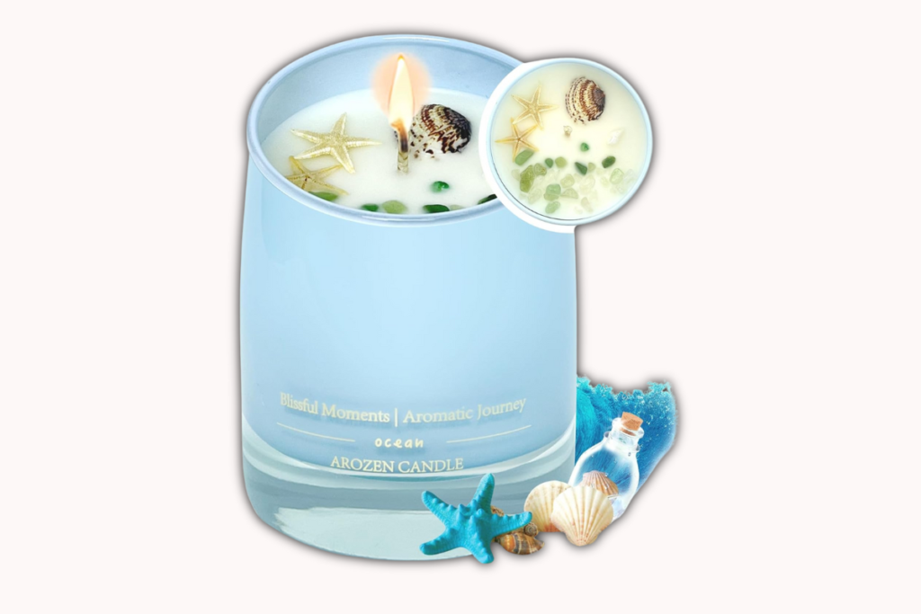 Ocean Scented Candle with Crystals Best Gifts that Start with the letter O are Ocean Scented Candles with Crystals