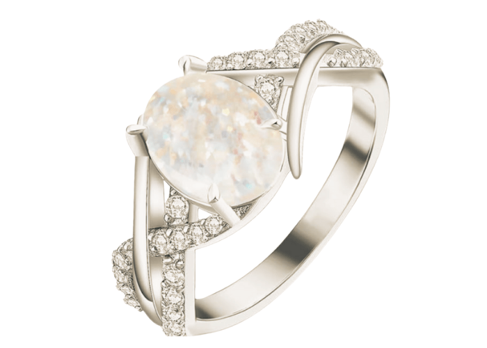 White Opal Ring -  14 year best anniversary gift for wife 