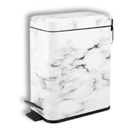 mDesign Small Modern Metal Lidded Step Trash Can