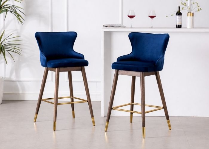 upholstered wingback bar stools with back grey kitchen island seating