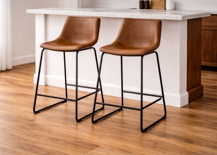 faux leather bar stools with back kitchen island modern metal frame
