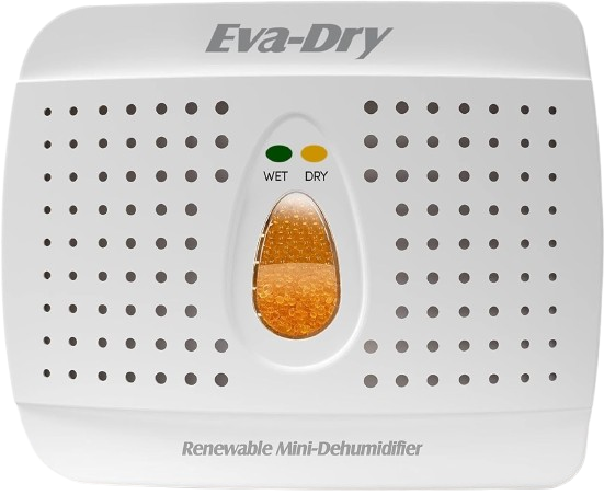 Eva-Dry E-333 wireless rechargeable dehumidifier cordless silica gel for closets safes and small spaces