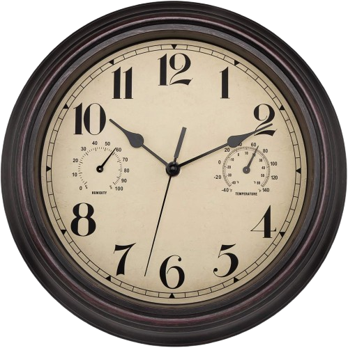 Foxtop 12 inch waterproof bathroom wall clock retro bronze with thermometer and hygrometer for home decor