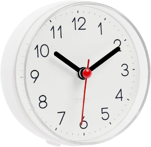 mooas 2WAY silent waterproof bathroom clock small wall clock for bathroom with suction cup mount